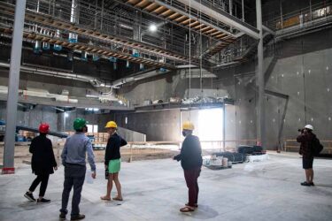 Journalists touring construction site