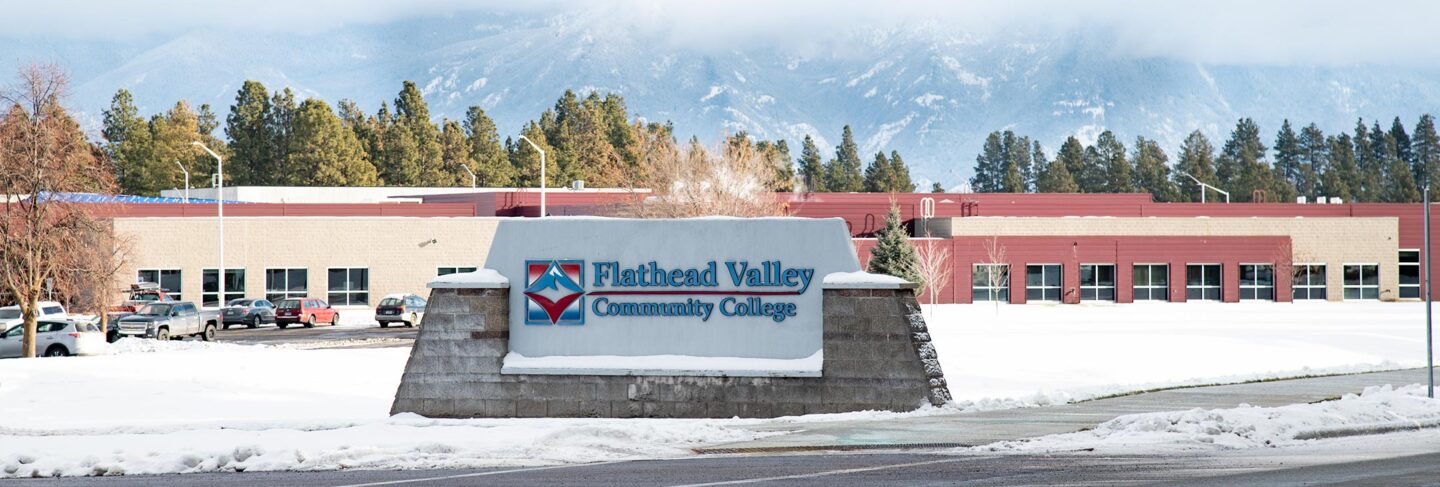 the main entrance sign reading flathead valley community college