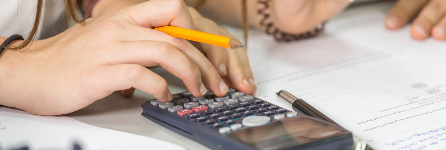 Student with calculator