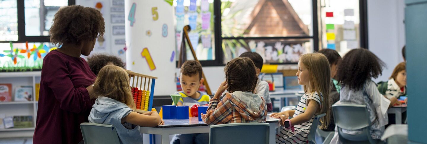 Preschool class with teacher