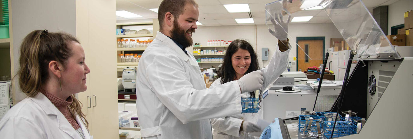 Students in biology lab