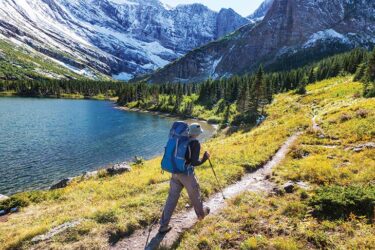 a man hiking in the mountains