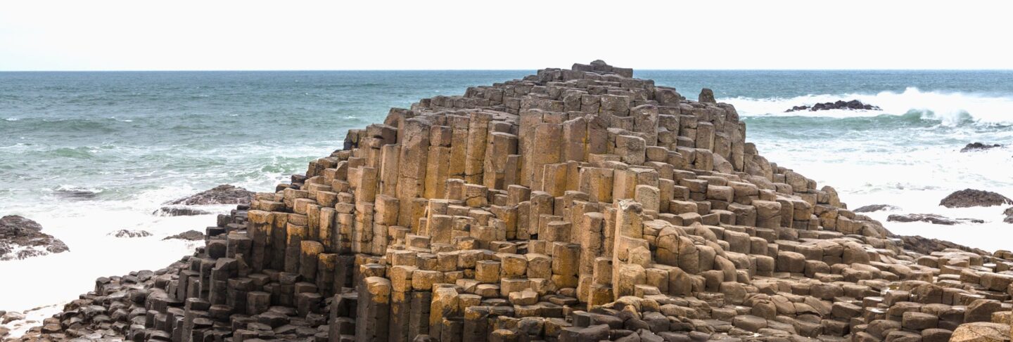 an oceanside columnar jointing rock formation