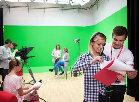 students on a film set