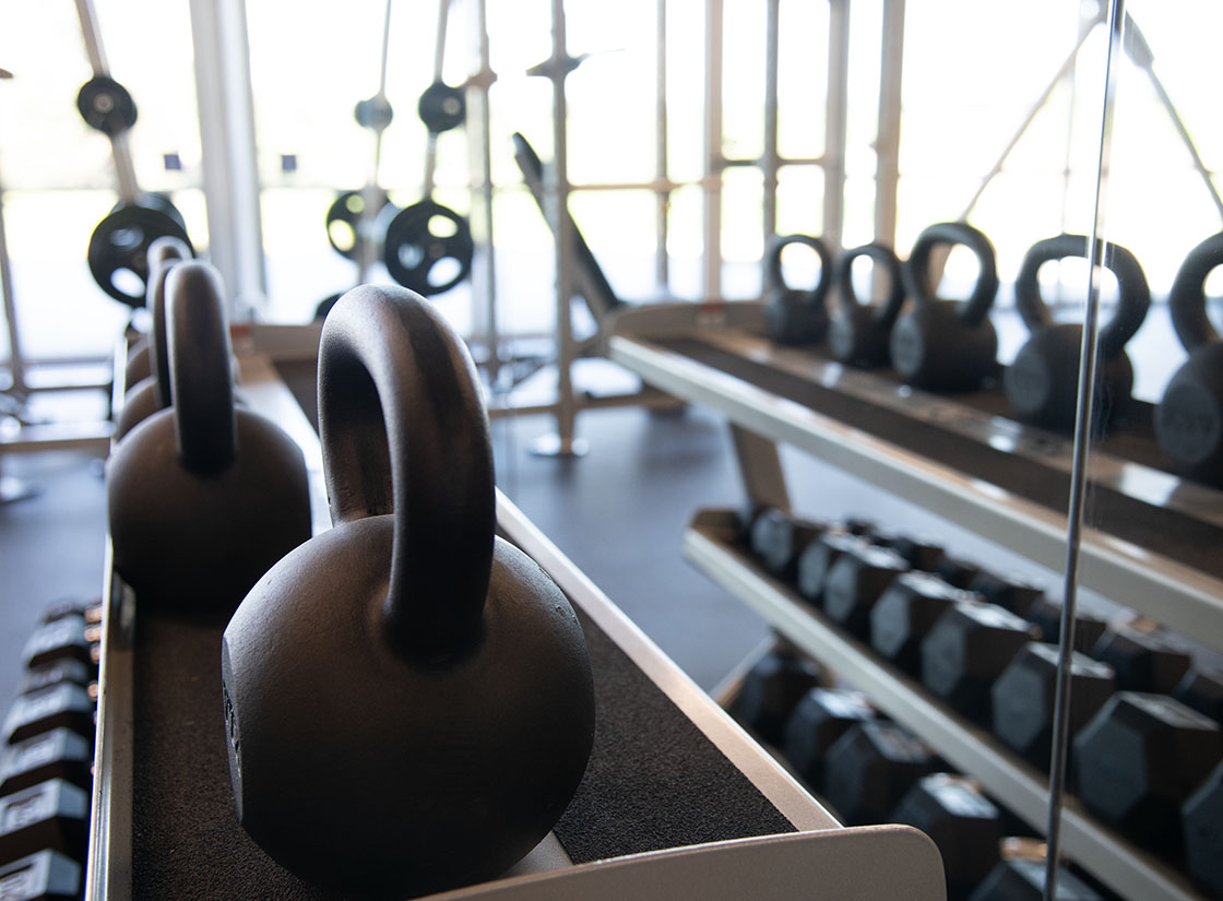 weights in the campus fitness center